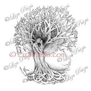 Tree of Love art print of tree lovers romantic art picture of two lovers